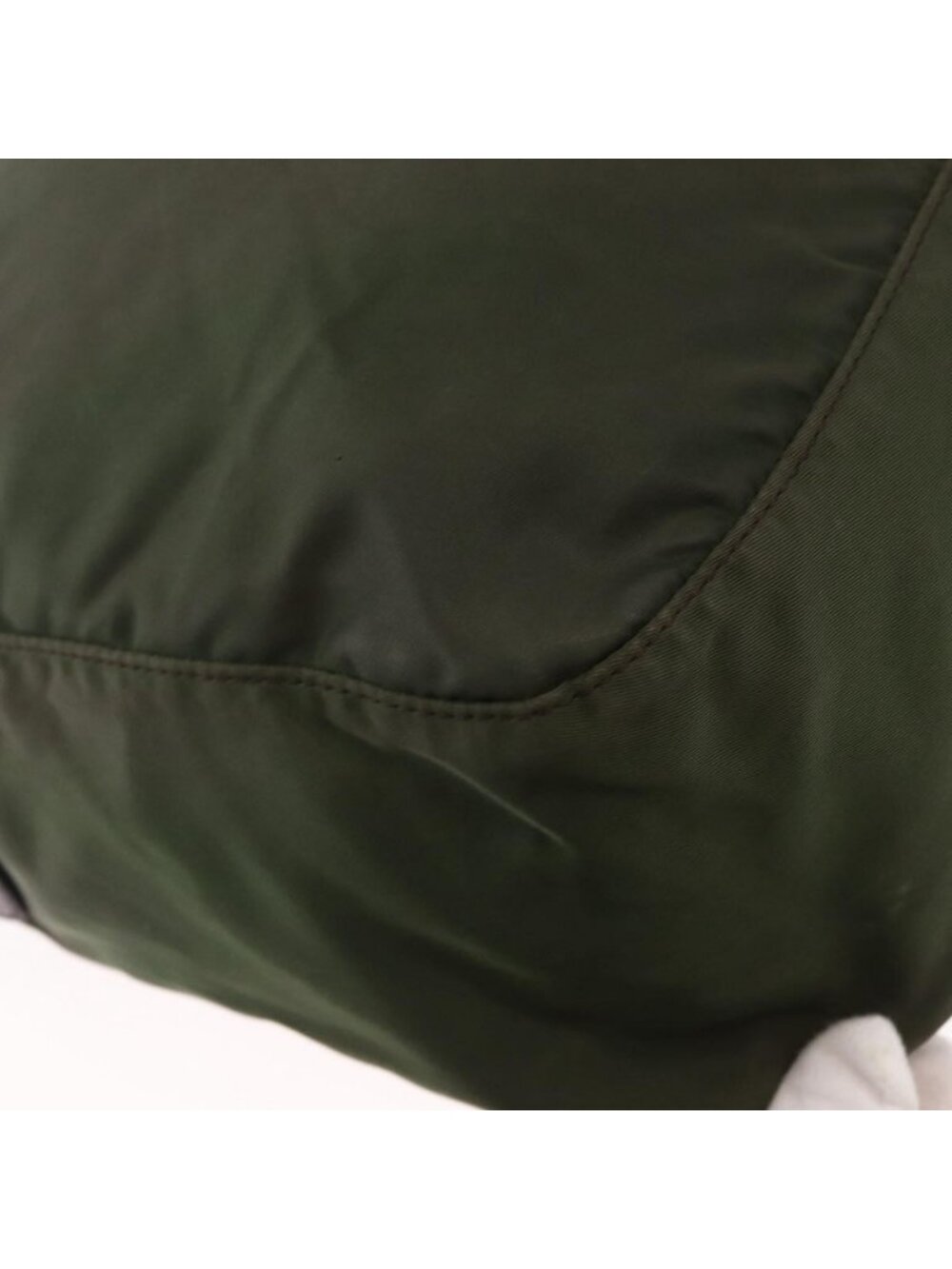 Authentic PRADA Shoulder Bag Nylon Khaki Silver - Picture 4 of 16